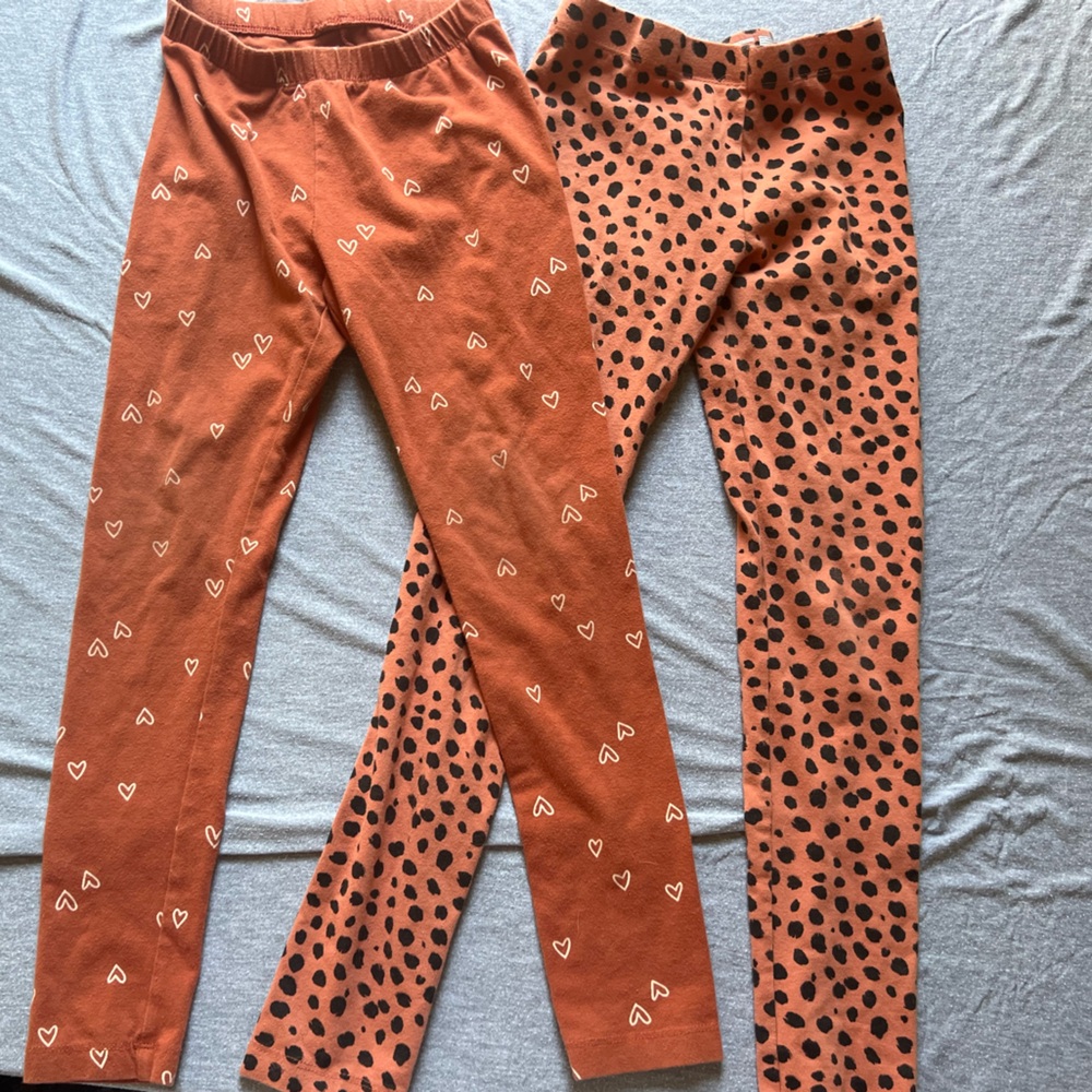 Kids' Orange Heart and Dot Leggings